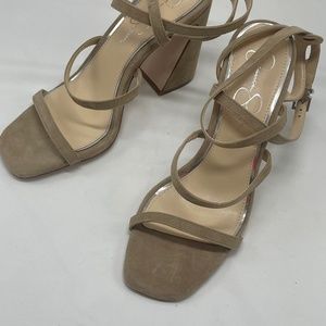 Suede strappy block heel